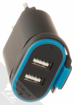Forever TC-02 nabíječka do sítě s microUSB konektorem a 2x USB výstupy černá modrá (black blue) komplet USB výstupy