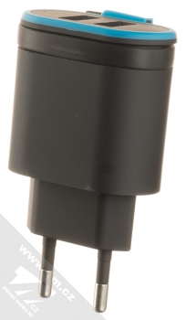 Forever TC-02 nabíječka do sítě s microUSB konektorem a 2x USB výstupy černá modrá (black blue) komplet