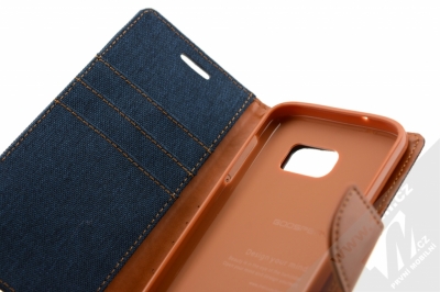 Goospery Canvas Diary flipové pouzdro pro Samsung Galaxy S7 modro hnědá (blue / camel) otevřené detail