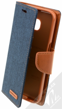 Goospery Canvas Diary flipové pouzdro pro Samsung Galaxy S7 modro hnědá (blue / camel)