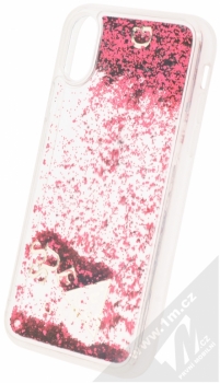 Guess Liquid Glitter Hard Case ochranný kryt s přesýpacím efektem třpytek pro Apple iPhone X (GUHCPXGLUFLRA) červená průhledná (red transparent) animace 2