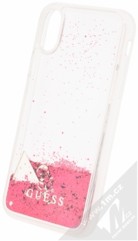 Guess Liquid Glitter Hard Case ochranný kryt s přesýpacím efektem třpytek pro Apple iPhone X (GUHCPXGLUFLRA) červená průhledná (red transparent) animace 5