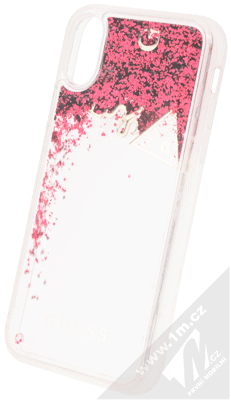 Guess Liquid Glitter Hard Case ochranný kryt s přesýpacím efektem třpytek pro Apple iPhone X, iPhone XS (GUHCPXGLUFLRA) červená průhledná (red transparent)