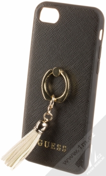 Guess Saffiano Ring Hard Case ochranný kryt s držákem na prst pro Apple iPhone 7, iPhone 8 (GUHCI8RSSABK) černá (black)