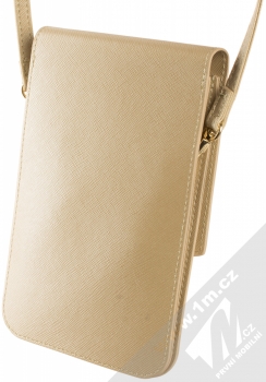 Guess Signature Saffiano Wallet Universal univerzální pouzdro kabelka s kapsičkami (GUWBRSAVSLG) zlatá (gold) zezadu