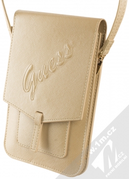 Guess Signature Saffiano Wallet Universal univerzální pouzdro kabelka s kapsičkami (GUWBRSAVSLG) zlatá (gold)