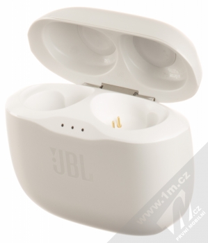 JBL TUNE 120BT TrueWireless Bluetooth stereo sluchátka bílá (white) nabíjecí pouzdro otevřené