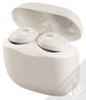 JBL TUNE 120BT TrueWireless Bluetooth stereo sluchátka bílá (white) nabíjecí pouzdro se sluchátky
