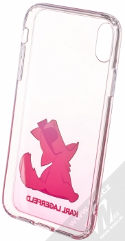 Karl Lagerfeld Fun Choupette No Rope ochranný kryt s motivem pro Apple iPhone XR (KLHCI61CFNRCPI) růžová průhledná (pink transparent) zepředu