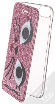 Karl Lagerfeld Glam Choupette třpytivé flipové pouzdro s motivem pro Apple iPhone 6, iPhone 6S, iPhone 7, iPhone 8 (KLFLBKP7GLCHPI) růžová (pink)