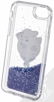Karl Lagerfeld Sailor Choupette Liquid Glitter Case ochranný kryt s přesýpacím efektem třpytek pro Apple iPhone 6, iPhone 6S, iPhone 7, iPhone 8 (KLHCI8KSCH) tmavě modrá (navy blue) zepředu