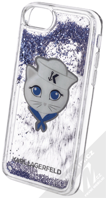 Karl Lagerfeld Sailor Choupette Liquid Glitter Case ochranný kryt s přesýpacím efektem třpytek pro Apple iPhone 6, iPhone 6S, iPhone 7, iPhone 8 (KLHCI8KSCH) tmavě modrá (navy blue)