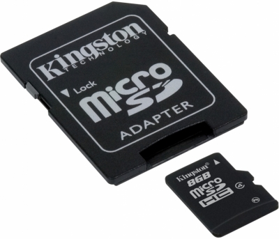 Kingston microSDHC 8GB paměťová karta paměťová karta a adaptér zapojení