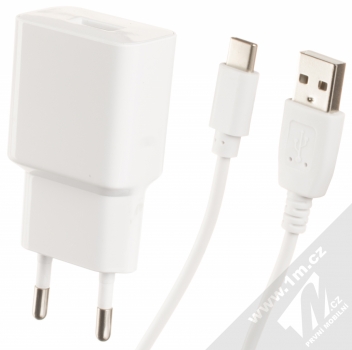 maXlife USB Wall Charger nabíječka s USB výstupem a USB kabel s USB Type-C konektorem bílá (white)