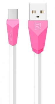Remax Alien plochý USB kabel s microUSB konektorem pro mobilní telefon, mobil, smartphone bílo růžová (white pink)