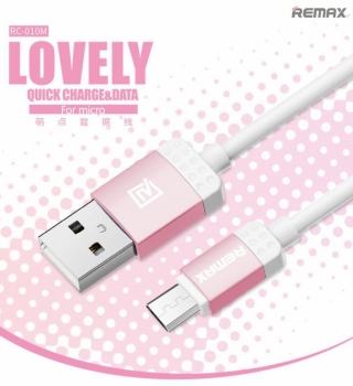 Remax Lovely designový USB kabel s microUSB konektorem pro mobilní telefon, mobil, smartphone růžová (pink) konektory