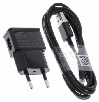 Samsung EP-TA12EBEU originální nabíječka 10W s USB výstupem 2A + Samsung ECB-DU4EBE USB kabel s microUSB konektorem černá (black) balení