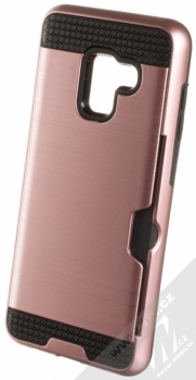 Sligo Defender Card odolný ochranný kryt s kapsičkou pro Samsung Galaxy A8 (2018) růžově zlatá (rose gold)