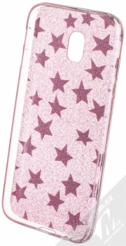 Sligo Glitter Stars třpytivý ochranný kryt pro Samsung Galaxy J3 (2017) růžová (pink) zepředu