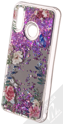 Sligo Liquid Mirror Flower 1 zrcadlový ochranný kryt s přesýpacím efektem třpytek a s motivem pro Huawei P20 Lite růžová (pink)