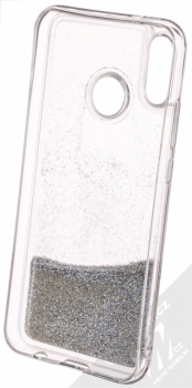 Sligo Liquid Pearl Full ochranný kryt s přesýpacím efektem třpytek pro Huawei P20 Lite stříbrná (silver) zepředu