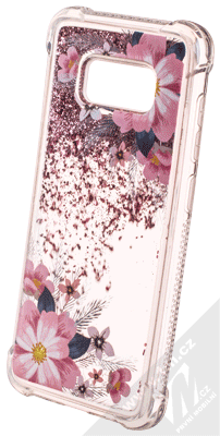 Sligo Liquid ShockProof Flower 1 odolný ochranný kryt s přesýpacím efektem třpytek a s motivem pro Samsung Galaxy S8 růžová (pink)
