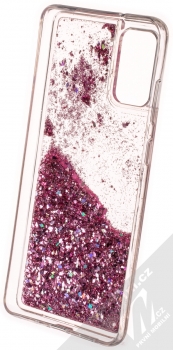 Sligo Liquid Sparkle Full ochranný kryt s přesýpacím efektem třpytek pro Samsung Galaxy S20 Plus růžově zlatá (rose gold) zepředu