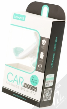 USAMS C Series Car Holder univerzální držák do mřížky ventilace v automobilu pro mobilní telefon, mobil, smartphone bílo zelená (white mint) krabička