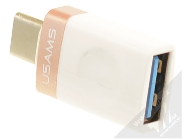 USAMS OTG miniaturní a elegantní OTG redukce z USB Type-C na USB pro mobilní telefon, mobil, smartphone, tablet bílá zlatá (white gold) USB konektor