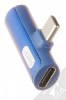USAMS Type-C + 3.5mm Audio Adapter miniaturní rozdvojka z USB Type-C konektor na jack 3,5mm a USB Type-C konektor modrá (blue) USB Type-C konektor