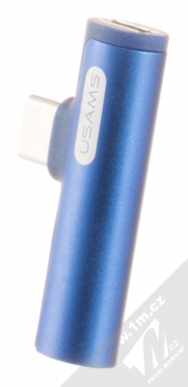 USAMS Type-C + 3.5mm Audio Adapter miniaturní rozdvojka z USB Type-C konektor na jack 3,5mm a USB Type-C konektor modrá (blue) zezadu