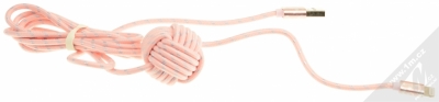 USAMS U-Camo Ball pletený USB kabel s Lightning konektorem pro Apple iPhone, iPad, iPod - délka 1,5 metru růžová stříbrná (pink silver) balení