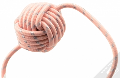 USAMS U-Camo Ball pletený USB kabel s Lightning konektorem pro Apple iPhone, iPad, iPod - délka 1,5 metru růžová stříbrná (pink silver) kulička