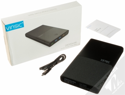 Vinsic Smart Quick Charge 3.0 Power Bank záložní zdroj 28000mAh s Qualcomm Quick Charge 3.0 technologií černá (black) balení
