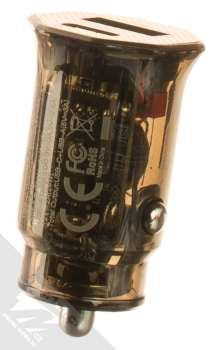 XO CC50 nabíječka do auta s 1x USB Type-C + 1x USB výstupy 33W černá průhledná (black transparent) zezadu