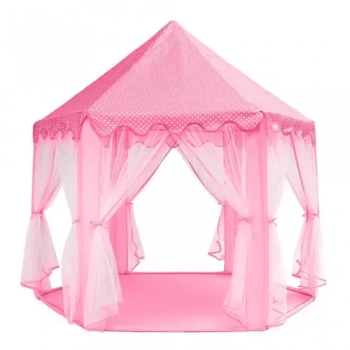 1Mcz Dětský stan ve tvaru zámku, paláce růžová (pink)