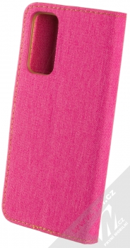1Mcz Canvas Book flipové pouzdro pro Xiaomi Redmi Note 11 (Global version), Note 11S (Global version) sytě růžová hnědá (hot pink camel) zezadu
