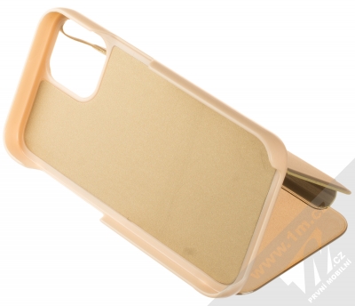 1Mcz Clear View flipové pouzdro pro Apple iPhone 12 mini zlatá (gold) stojánek