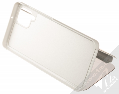 1Mcz Clear View flipové pouzdro pro Samsung Galaxy A12 stříbrná (silver) stojánek