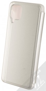 1Mcz Clear View flipové pouzdro pro Samsung Galaxy A12 stříbrná (silver) zezadu