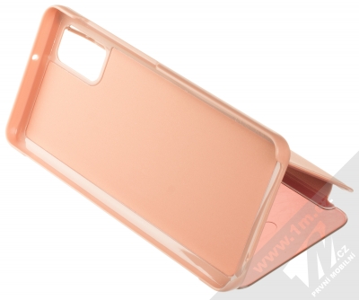 1Mcz Clear View flipové pouzdro pro Samsung Galaxy A41 růžová (pink) stojánek
