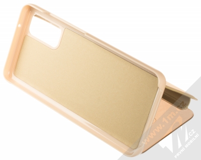 1Mcz Clear View flipové pouzdro pro Samsung Galaxy S20 zlatá (gold) stojánek