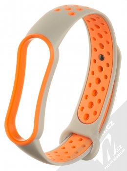 1Mcz Dots Double Color Silikonový sportovní řemínek pro Xiaomi Mi Band 5, Mi Band 6, Mi Band 7 šedá oranžová (grey orange)