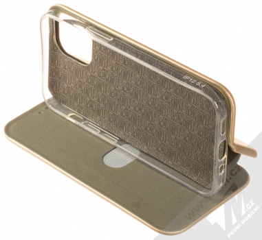 1Mcz Elegance Book flipové pouzdro pro Apple iPhone 12 mini zlatá (gold) stojánek