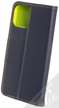 1Mcz Fancy Book flipové pouzdro pro Apple iPhone 12 Pro modrá limetkově zelená (blue lime) zezadu