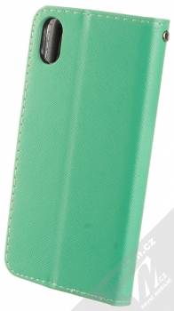 1Mcz Fancy Book flipové pouzdro pro Apple iPhone XR mátově zelená modrá (mint blue) zezadu