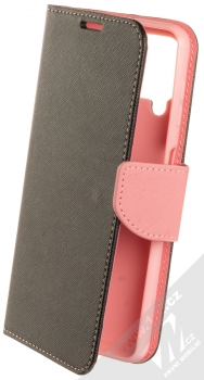 1Mcz Fancy Book flipové pouzdro pro Samsung Galaxy A22, Galaxy M22, Galaxy M32 černá růžová (black pink)