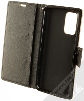 1Mcz Fancy Book flipové pouzdro pro Xiaomi Redmi 9T, Poco M3 zlatá černá (gold black) otevřené
