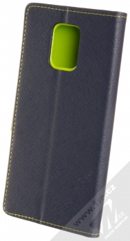 1Mcz Fancy Book flipové pouzdro pro Xiaomi Redmi Note 9 Pro, Redmi Note 9 Pro Max, Redmi Note 9S modrá limetkově zelená (blue lime) zezadu