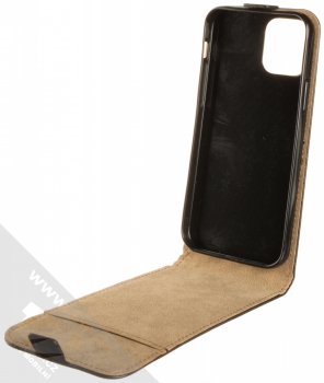 1Mcz Flexi Slim Flip flipové pouzdro pro Apple iPhone 12, iPhone 12 Pro černá (black) otevřené